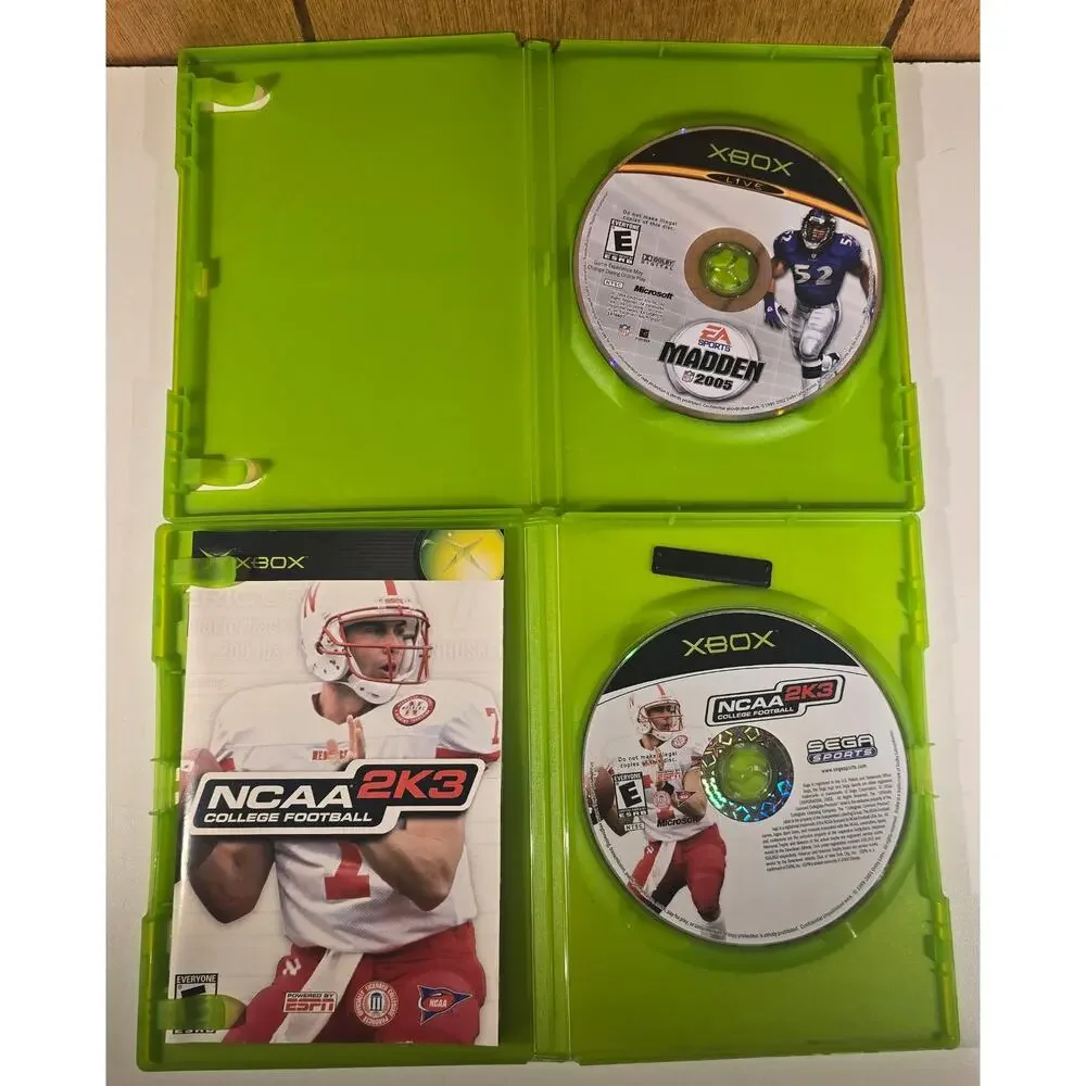 Top Spin Madden NCAA Football 2K3 NHL Tiger Woods Xbox Lot 5 games